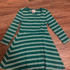 Hanna Andersson Green and White Striped Dress